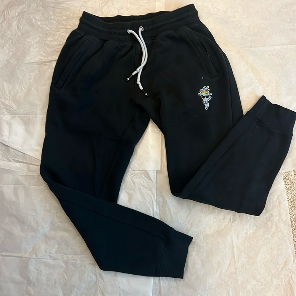 GOAT USA - FLEECE Black Cotton Joggers with Adjustable Waist-  adult Small